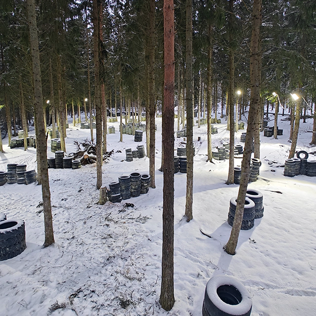 SPARTA paintball Pirkkala rengaskenttä talvella
